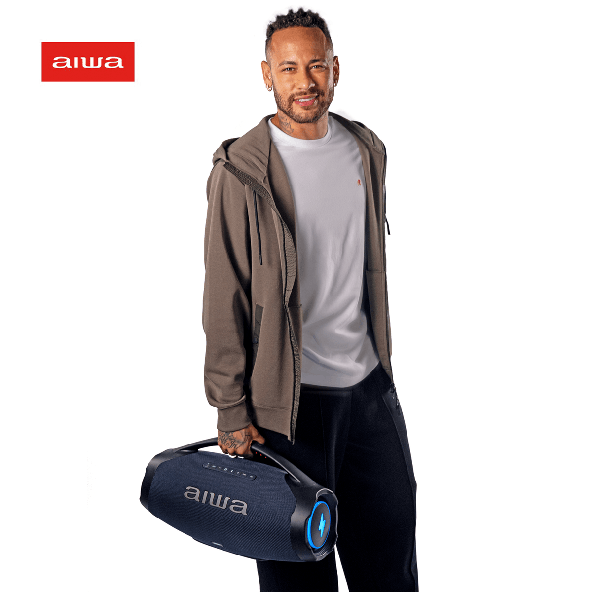 Detalhe da alça em metal com silicone